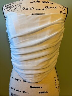 Strapless White Ruched Women’s Top